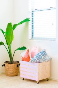 Minimalist Wood Storage Bin on Wheels