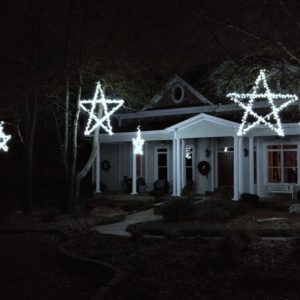 Outdoor wooden lighted stars