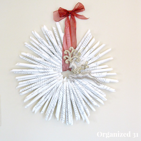 Upcycled Book Page Christmas Wreath