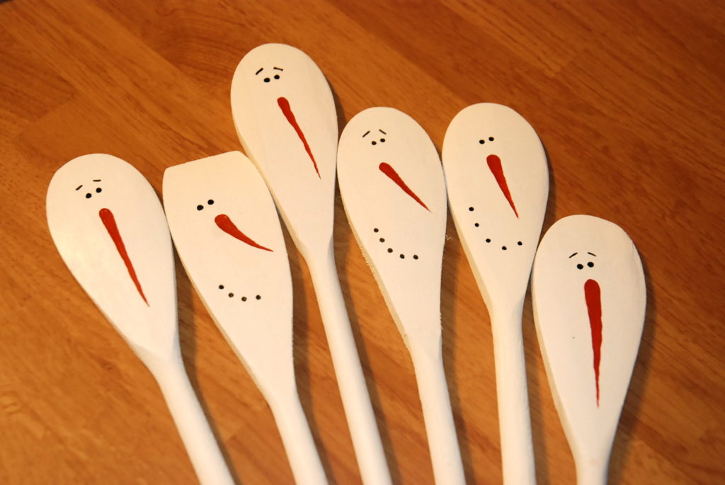 Wooden Snowman Spoons