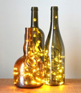 Christmas Lights in Wine Bottle Decoration