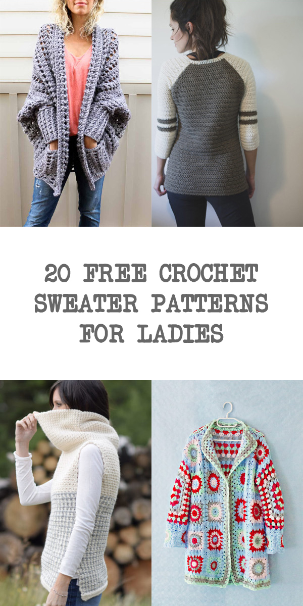 20 Free Crochet Sweater Patterns for Ladies