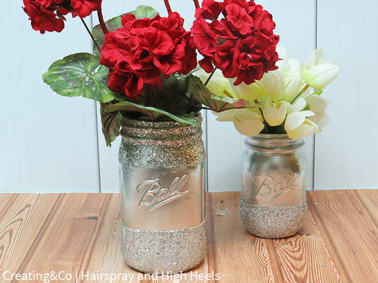 Glitter Mason Jar Vase