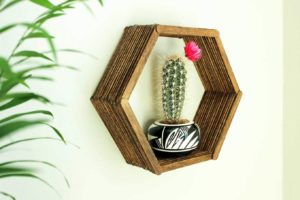 Popsicle Stick Hexagon Shelf