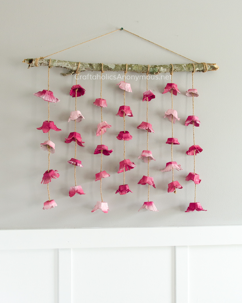 Boho Flower Wall Hanging made from Egg Cartons
