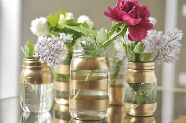 Gold Mason Jar Flower Vases