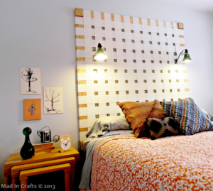 Woven Headboard from Upcycled Vertical Blinds