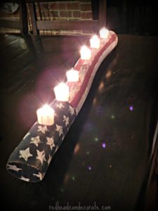 American Flag Log Candle