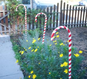 Painted PVC pipe candy canes