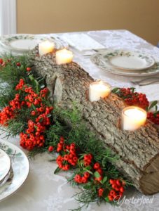 Rustic Log Candle Holder Centerpiece