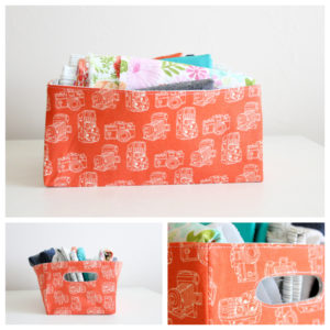 fabric basket with cut out handles