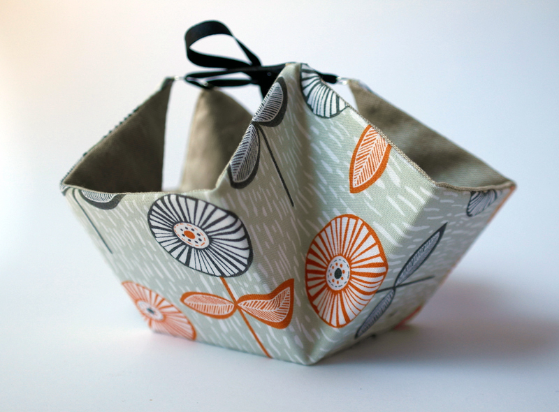 fabric basket with ties