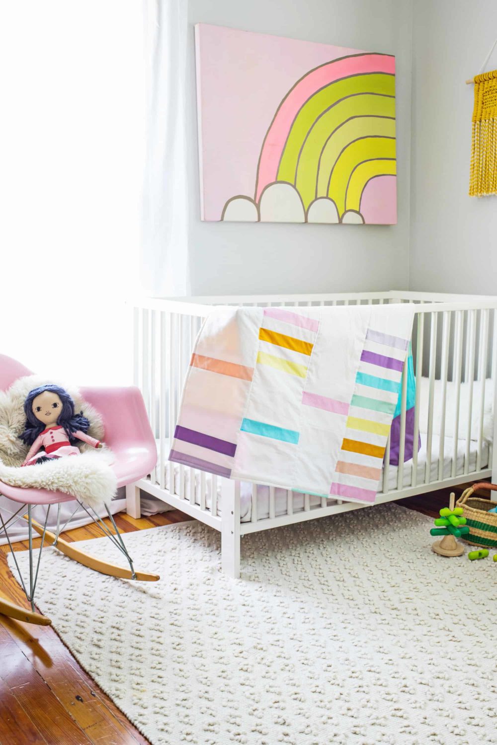 modern pastel crib quilt