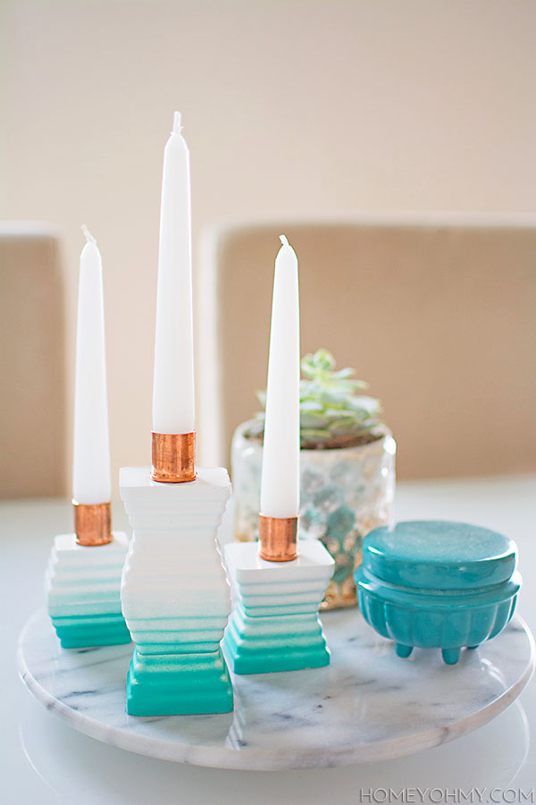 Ombre Cement Candle Holders