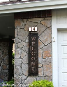 Vintage Welcome Sign from an Old Cabinet Door