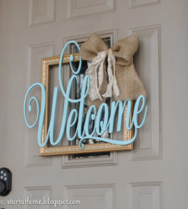 Gold Painted Frame and Burlap Bow Sign