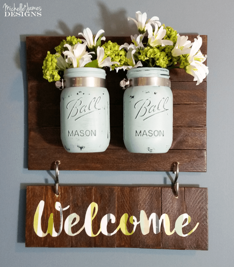 Painted Mason Jar Welcome Sign