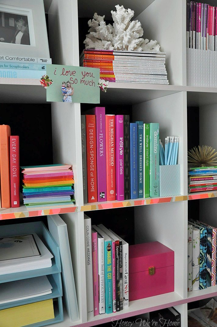 Add washi tape to the front of your shelves