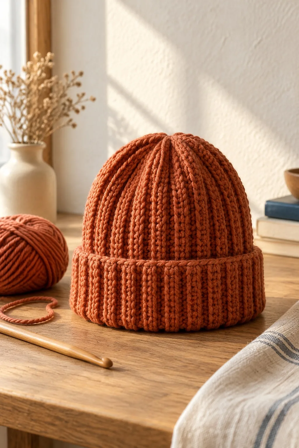 Ribbed Beanie, crochet pattern