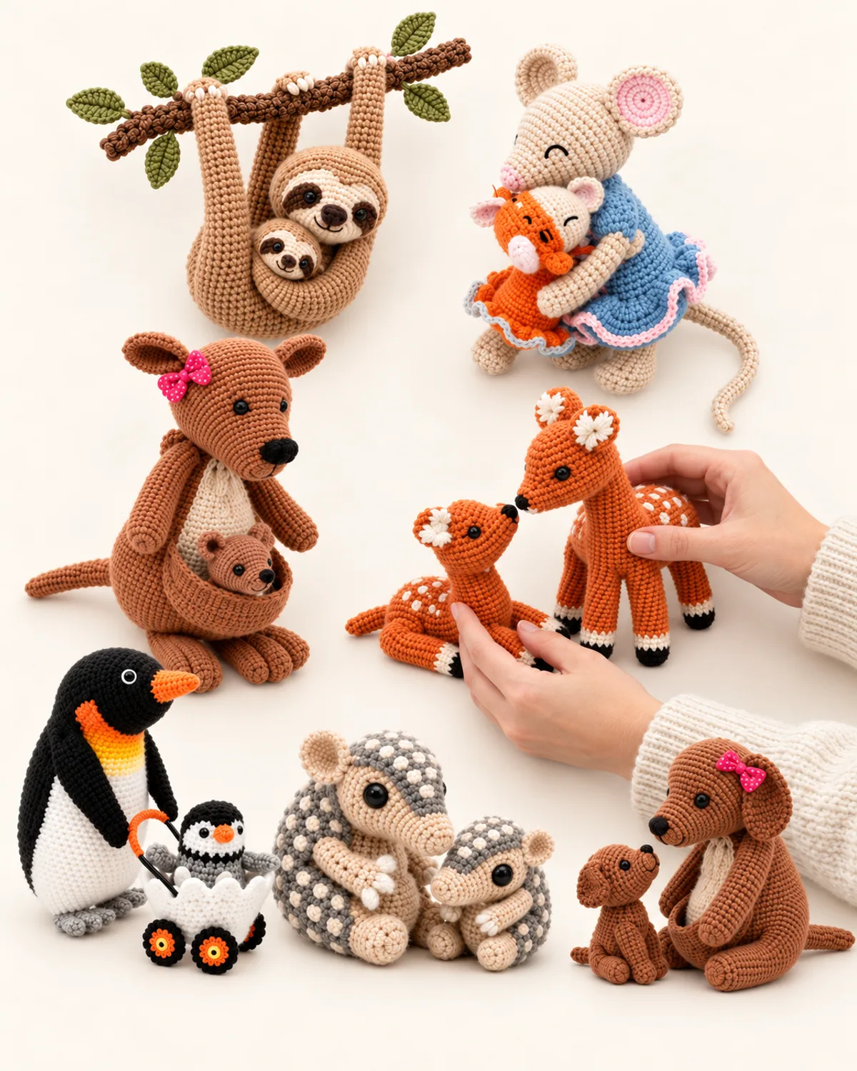 Parent and Baby Animal Amigurumi Collection, alternate view in use
