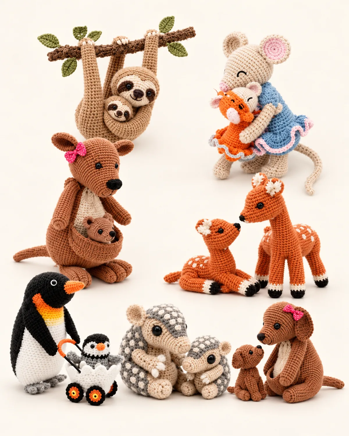 Parent and Baby Animal Amigurumi Collection, crochet pattern