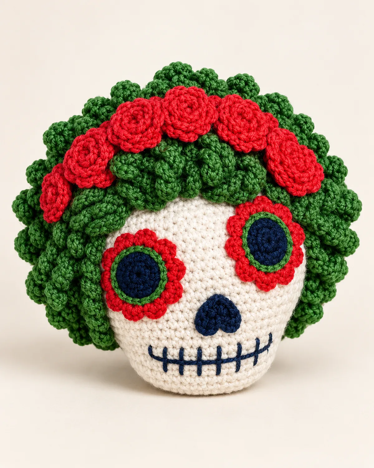 La Catrina Skull, finished product on a warm off-white background