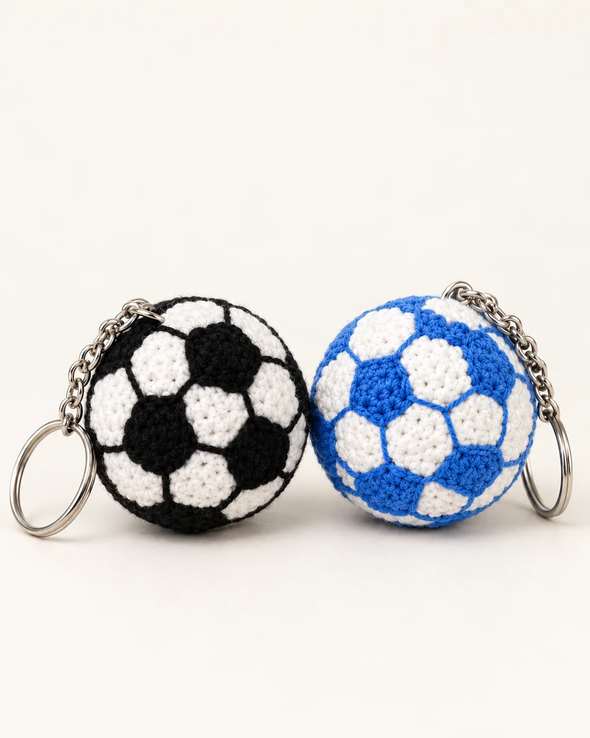 Football Keychain, finished product on a warm off-white background