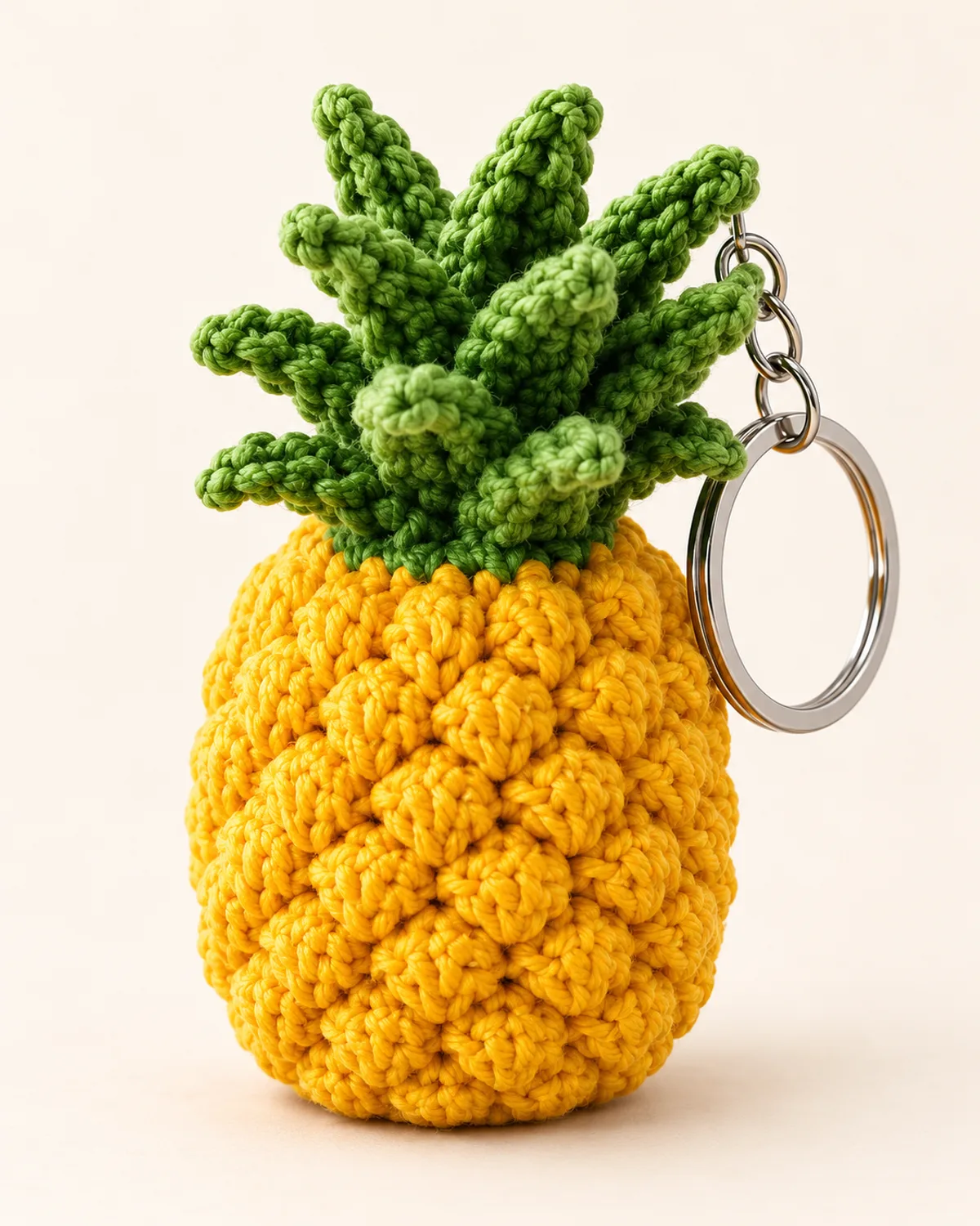 Pineapple Keychain, finished product on a warm off-white background