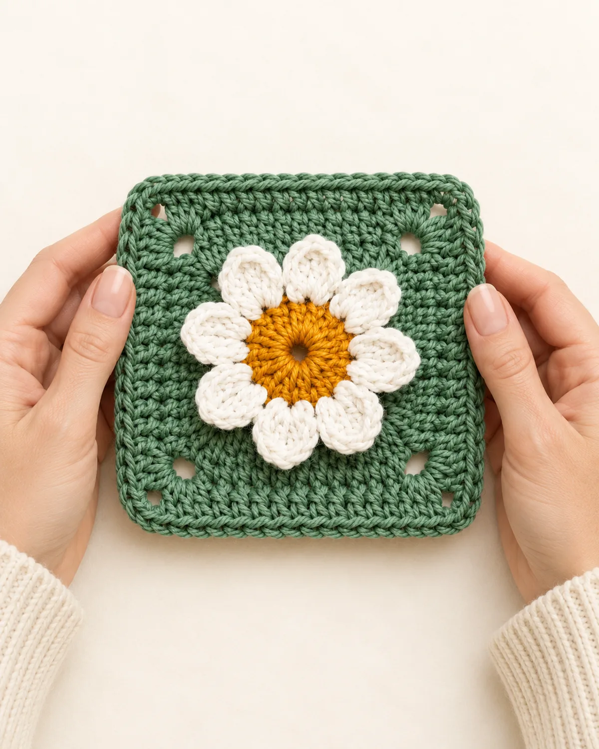 3D Daisy Flower Granny Square, alternate view in use