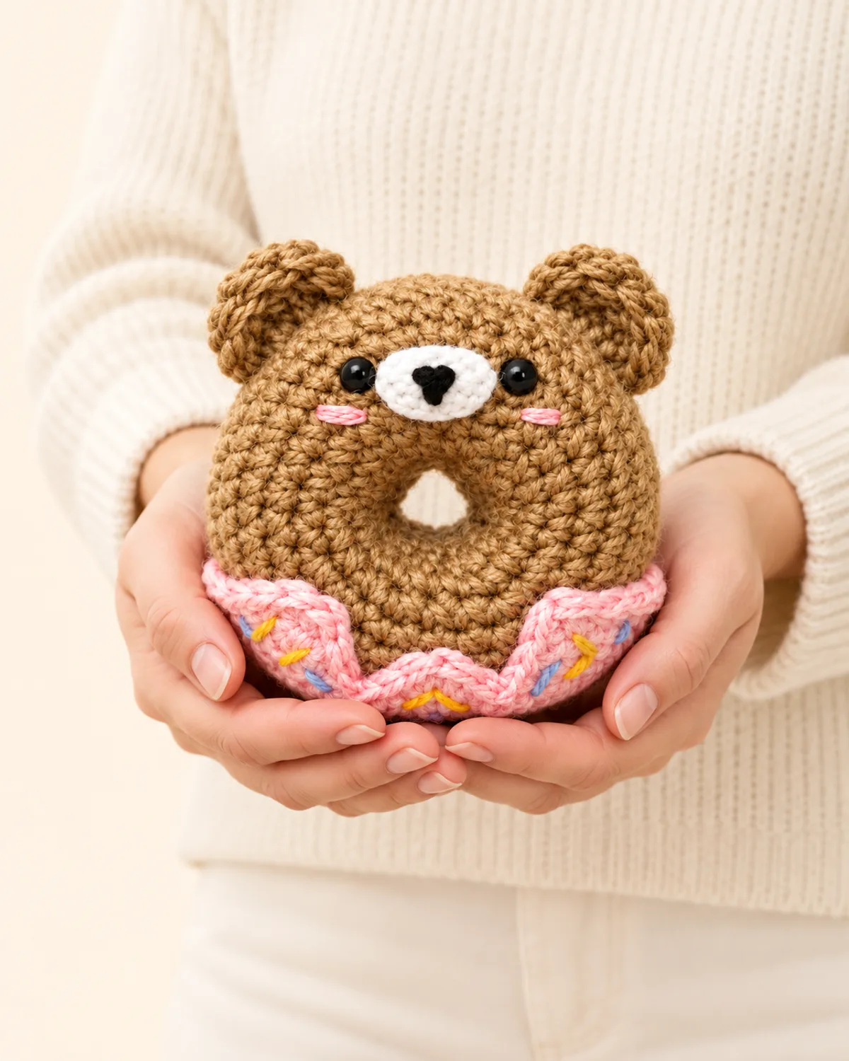 Donut Teddy Bear, front three-quarter view in use