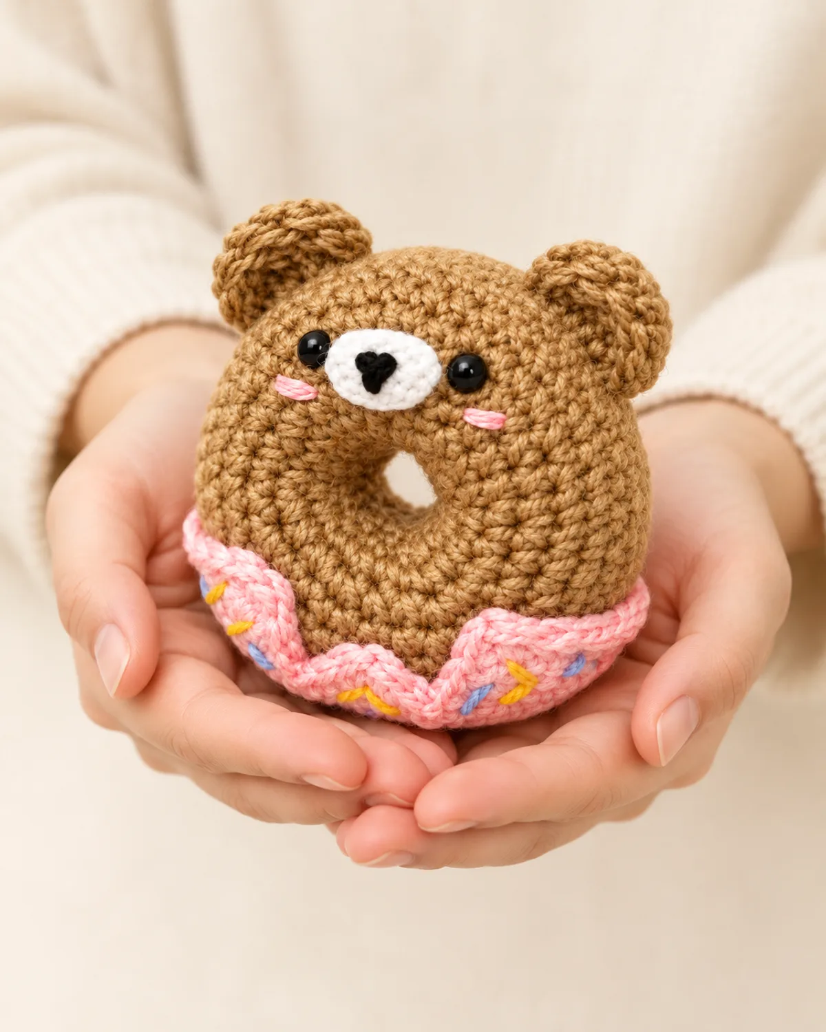 Donut Teddy Bear, side three-quarter view in use