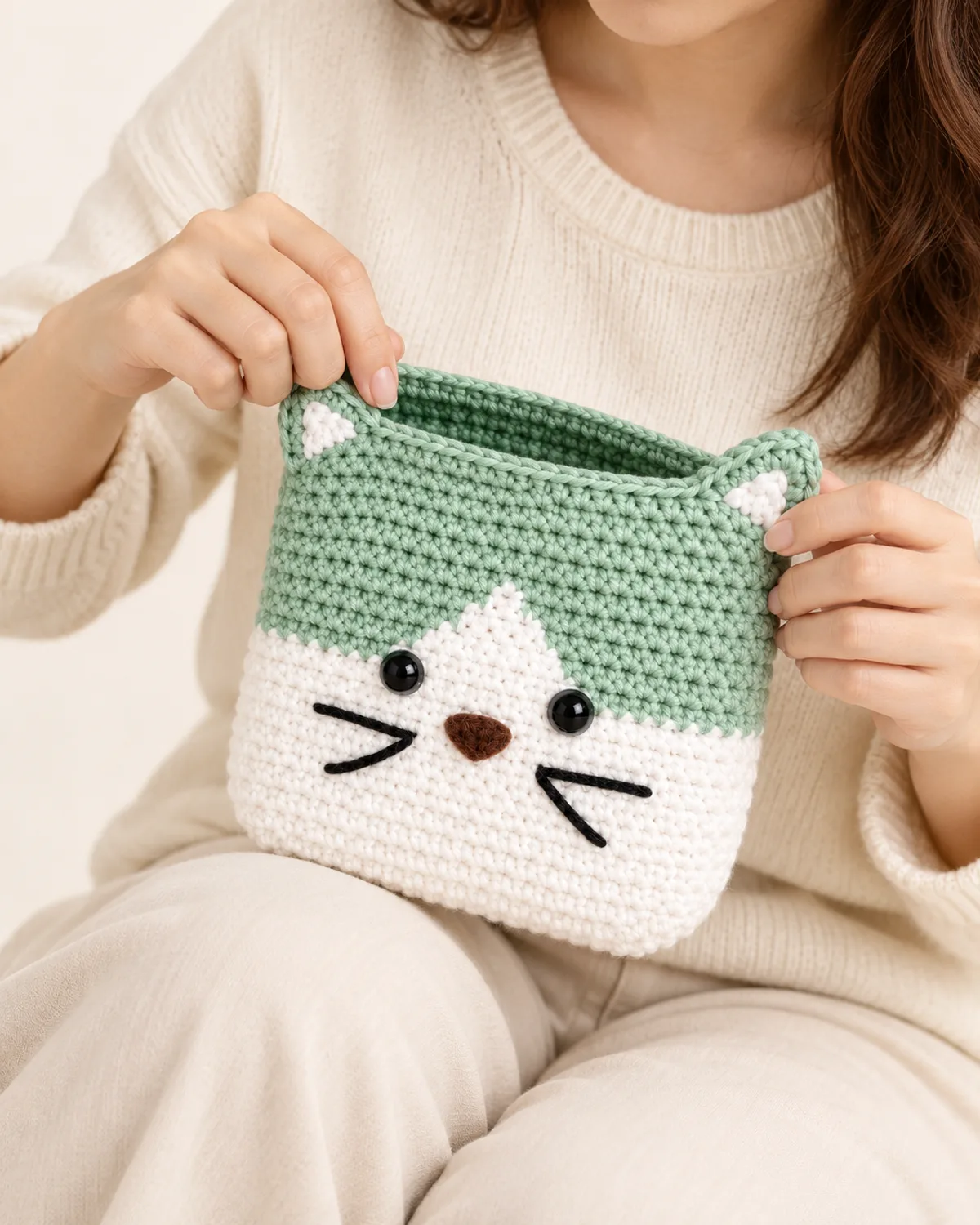 Cat Pouch Bag, alternate view in use
