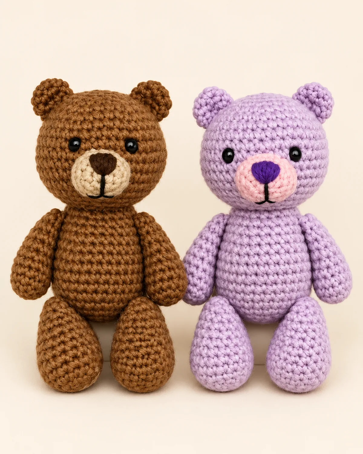 Teddy Bear Pair, finished product on a warm off-white background