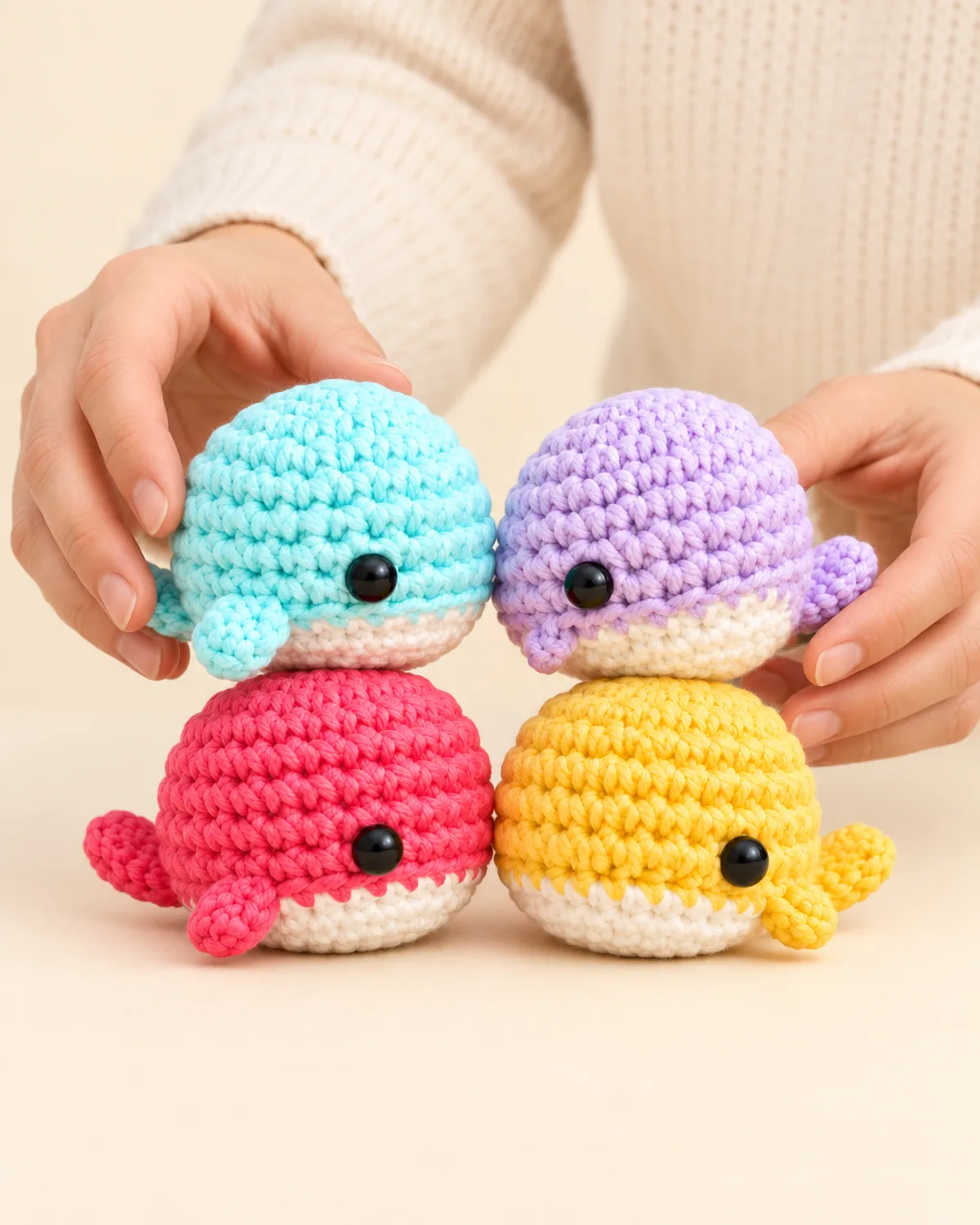 Mini Whale Amigurumi Set, alternate view in use