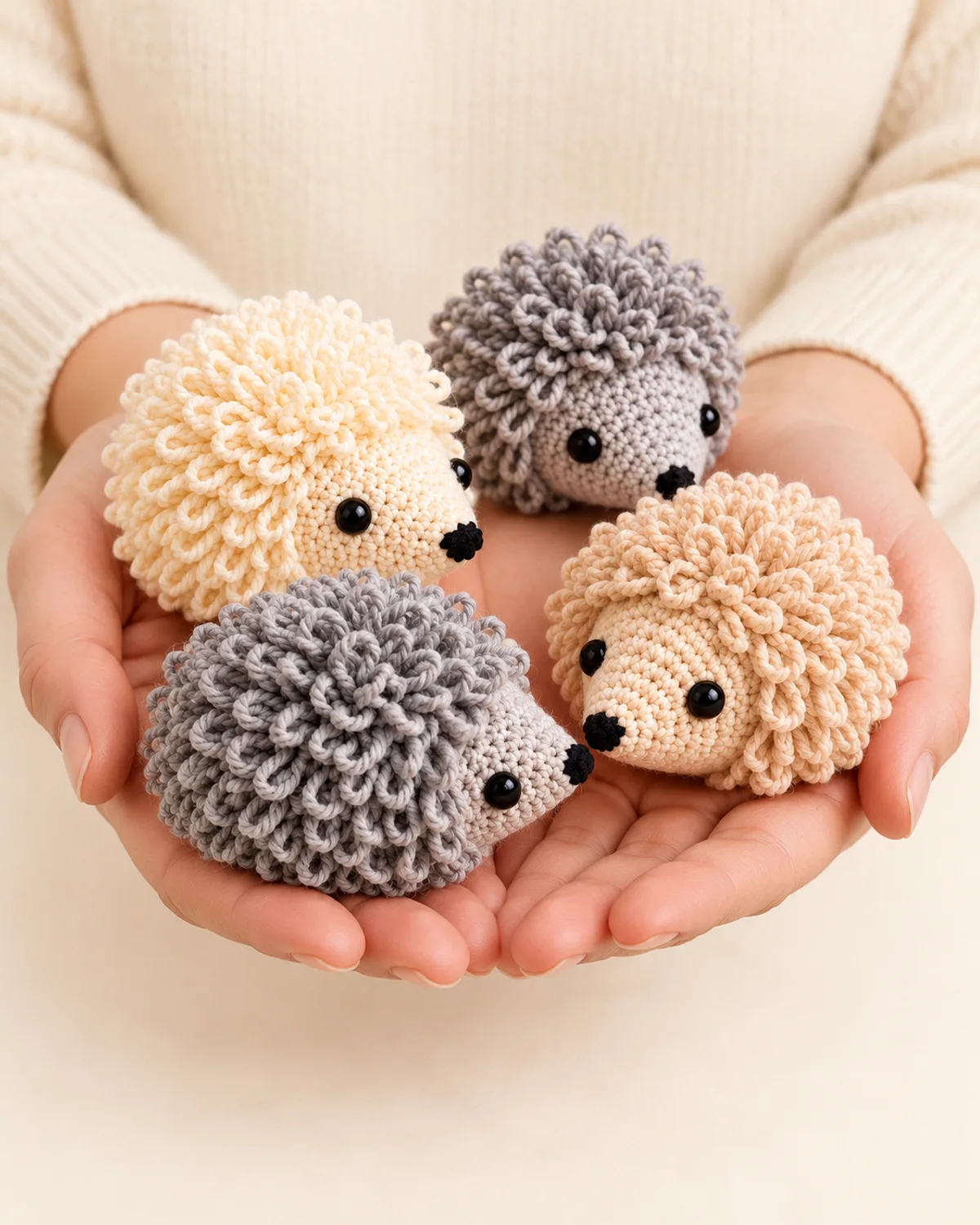 Loop Stitch Hedgehog, side three-quarter view in use