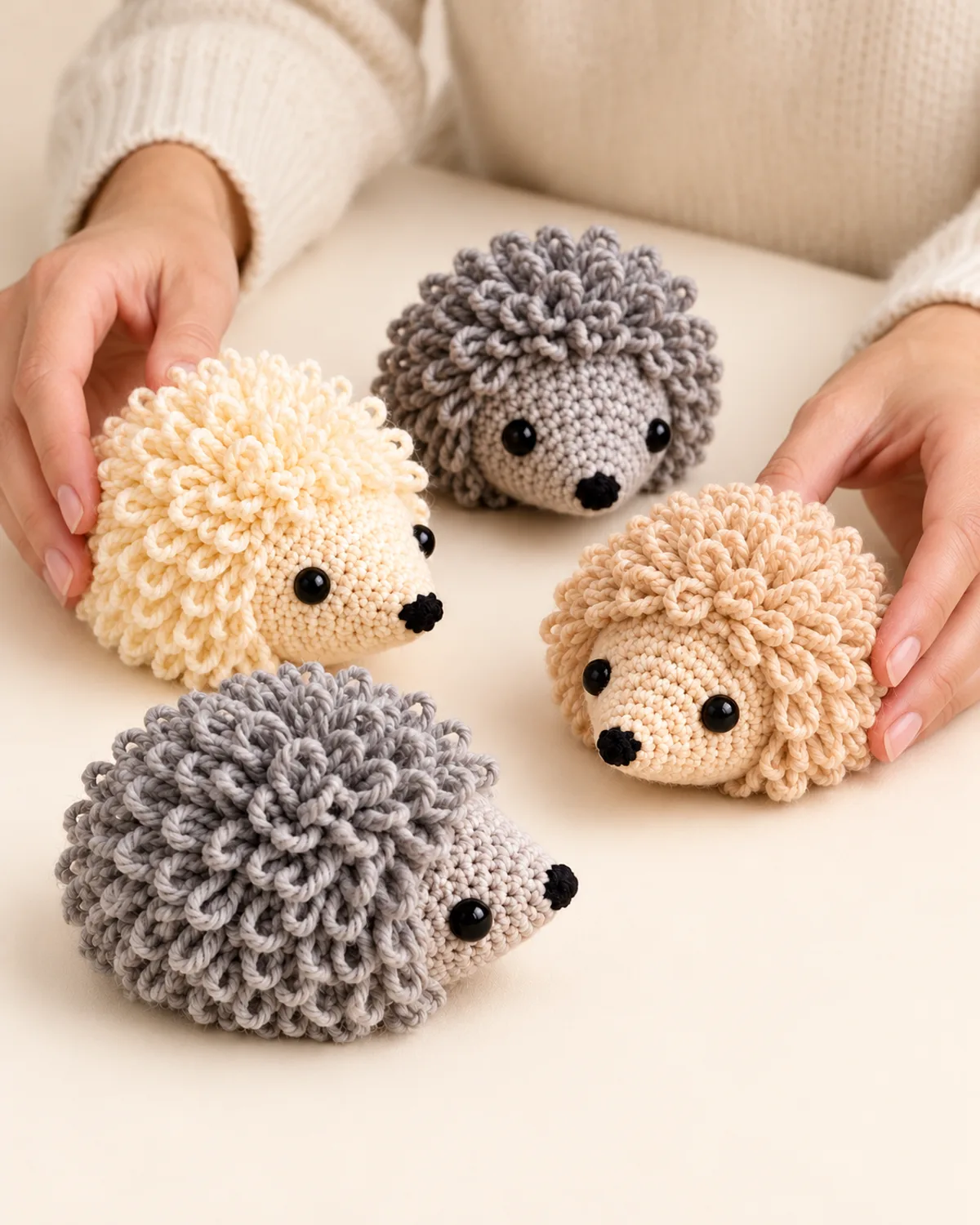 Loop Stitch Hedgehog, alternate view in use