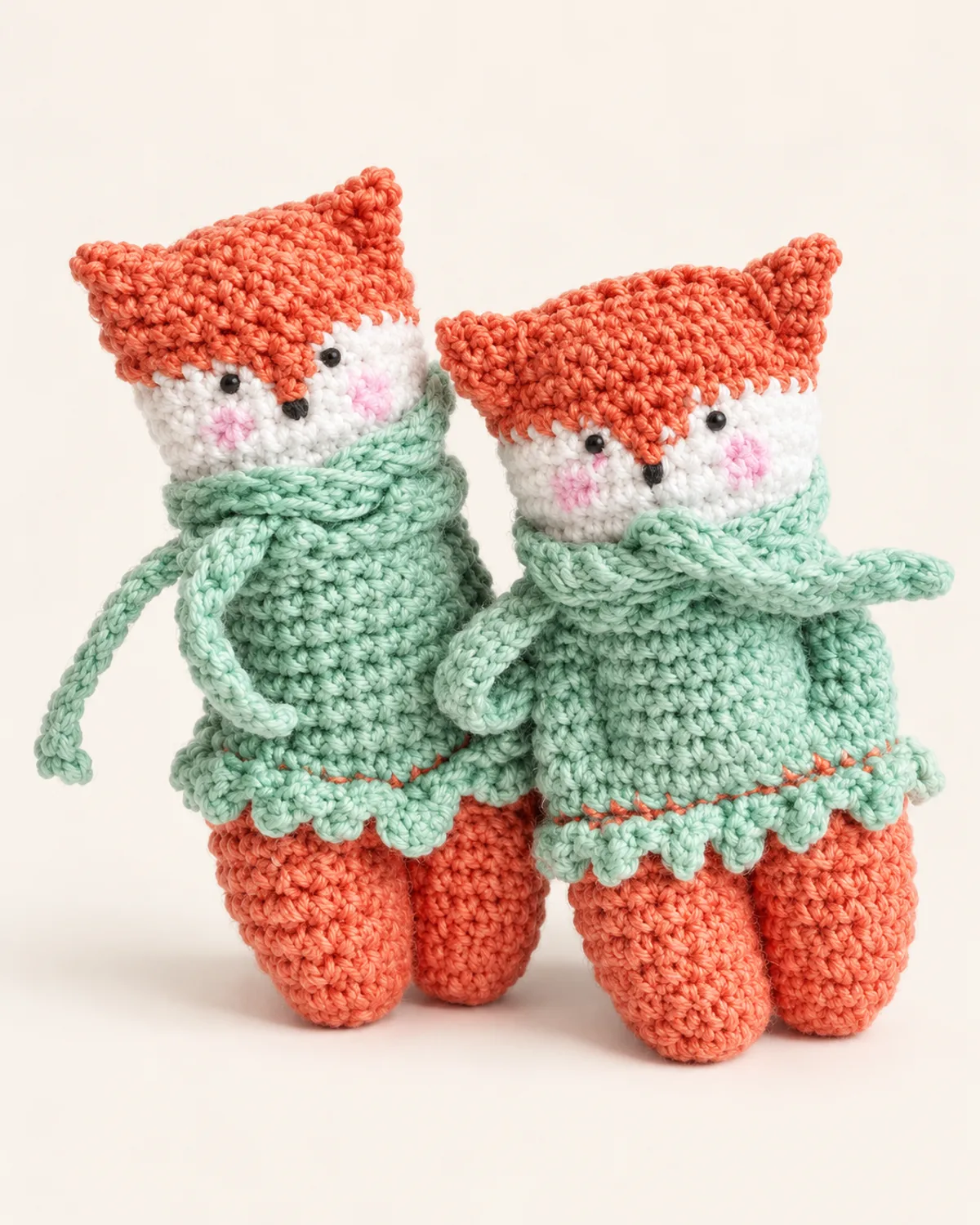 Woodland Fox Toys, finished product on a warm off-white background