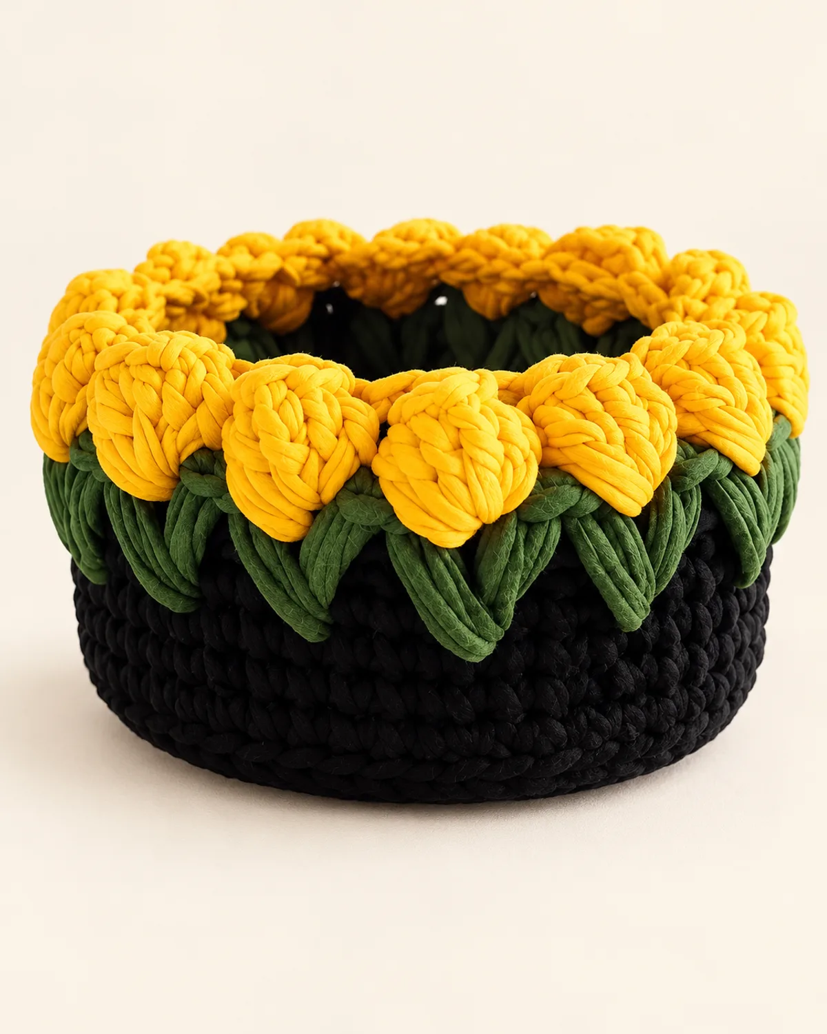 Flower Basket, finished product on a warm off-white background