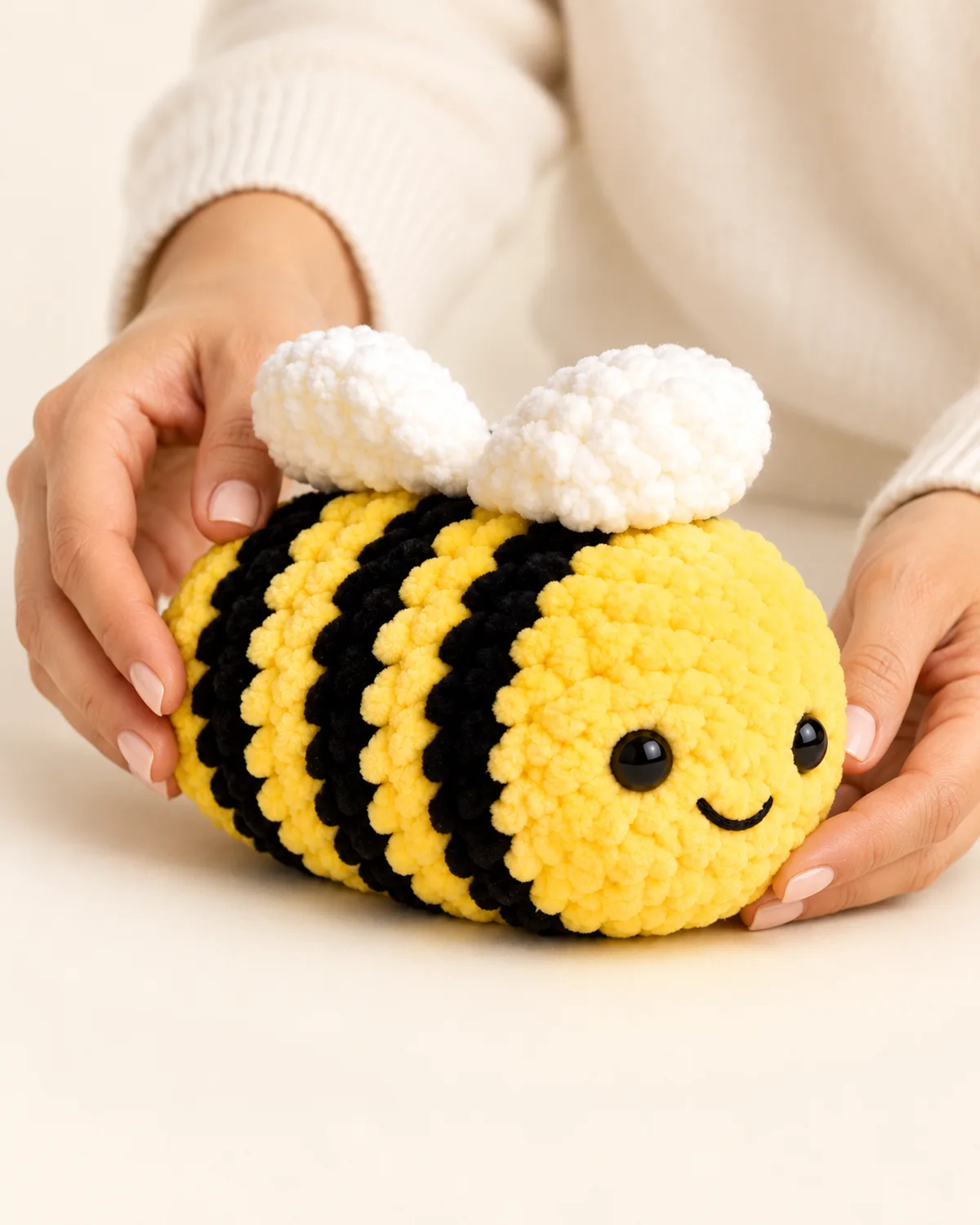 Amigurumi Bee, alternate view in use