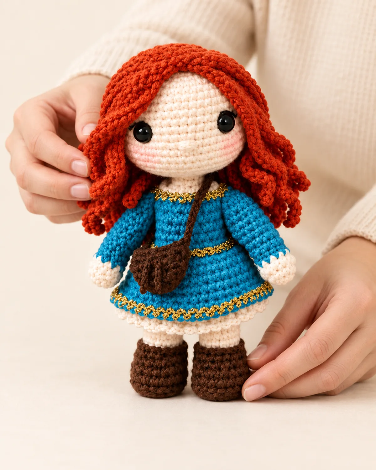 Curly Haired Doll, alternate view in use