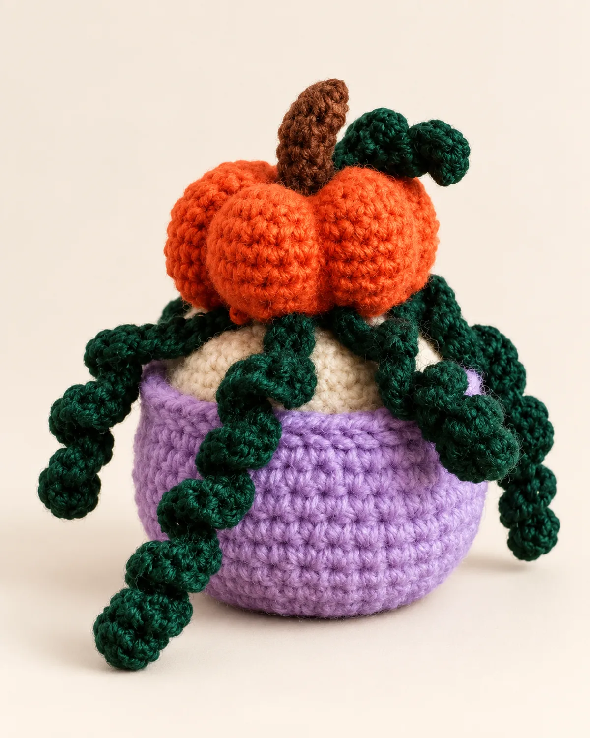 Pumpkin Vine Plant Pot, finished product on a warm off-white background