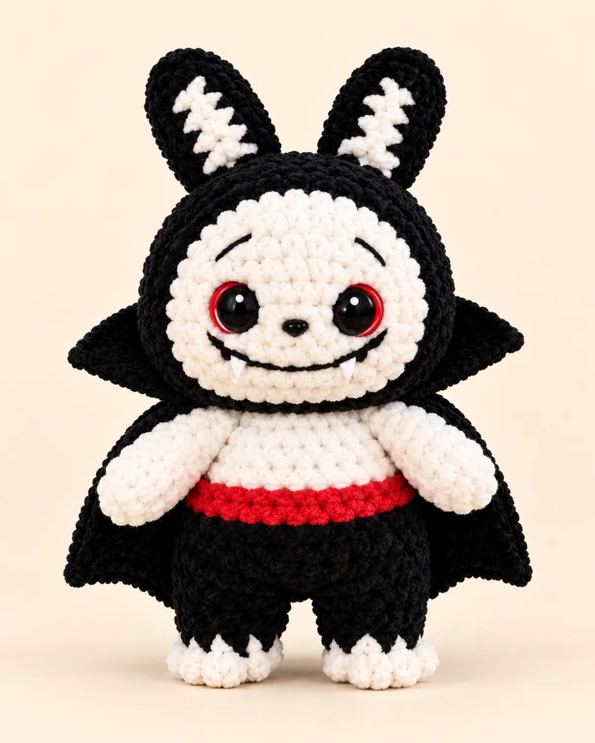 Vampire Bunny Monster, finished product on a warm off-white background