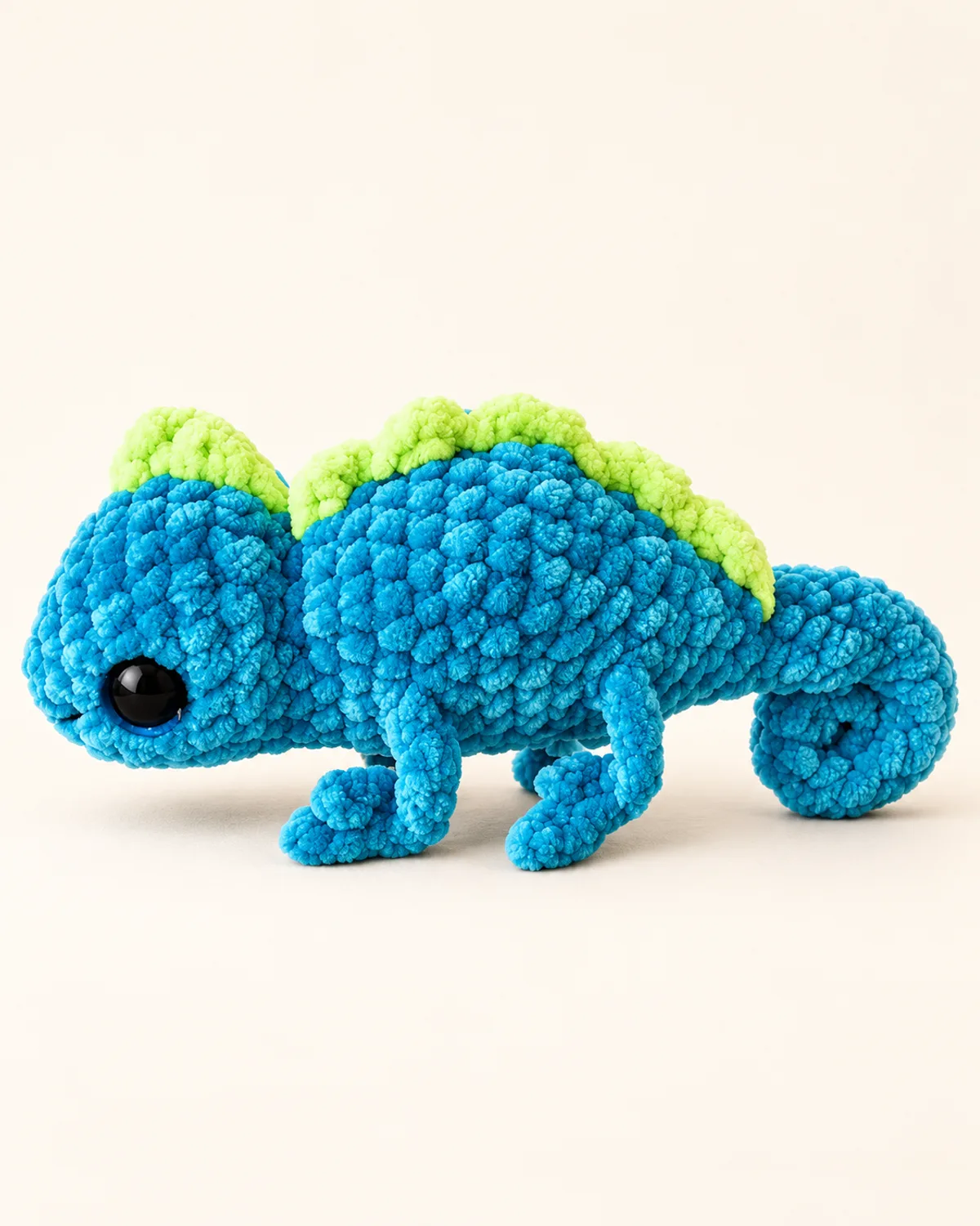 Chameleon, finished product on a warm off-white background