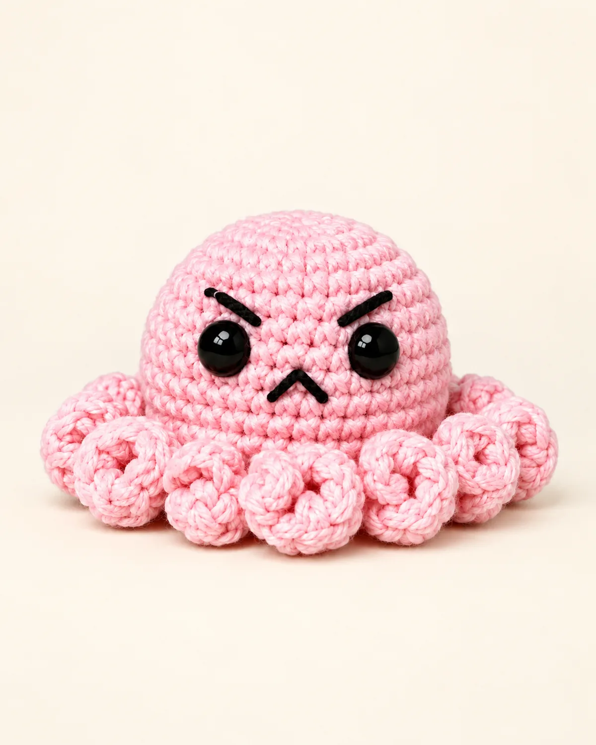 Grumpy Octopus, finished product on a warm off-white background