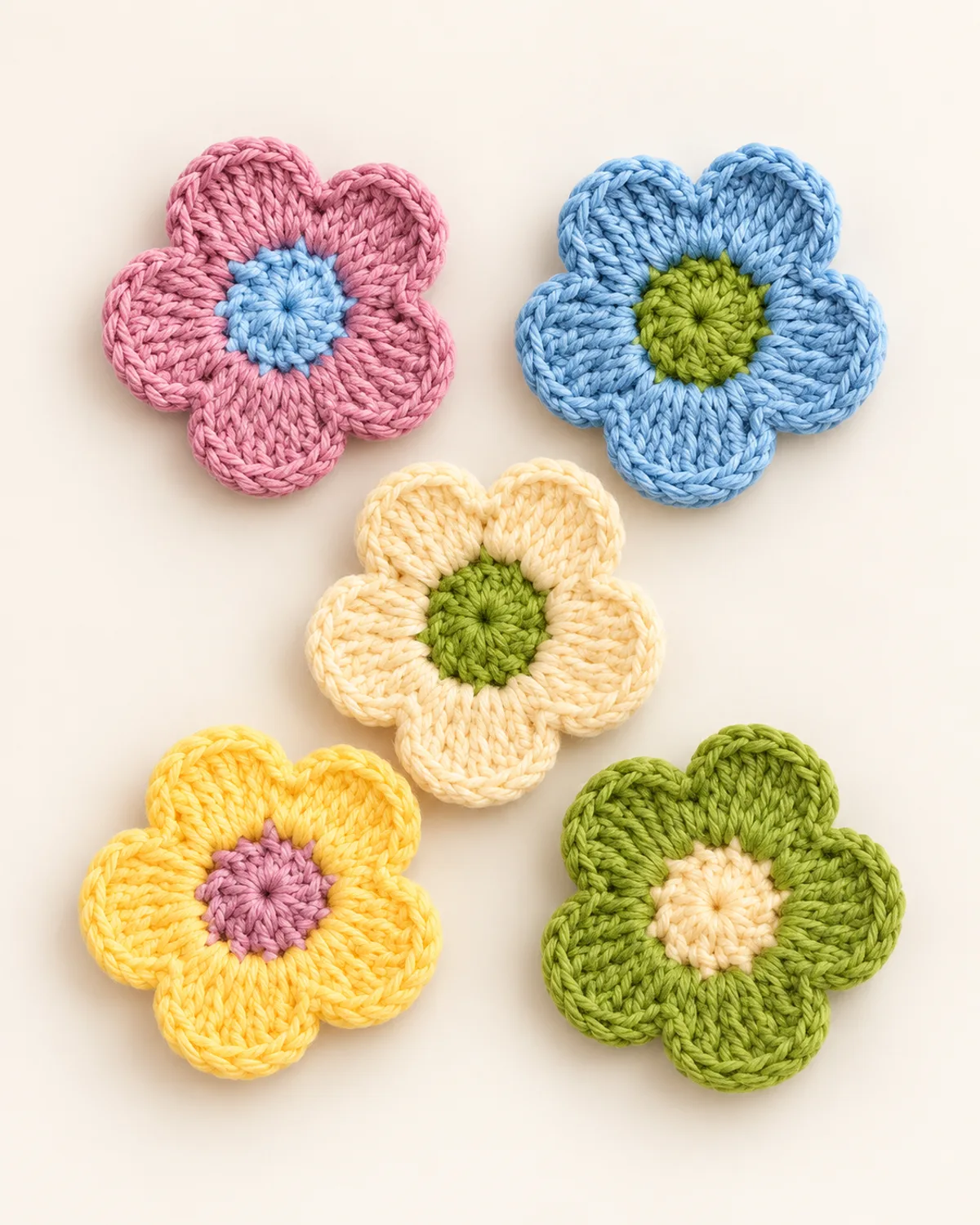 Five-Petal Flower, finished product on a warm off-white background