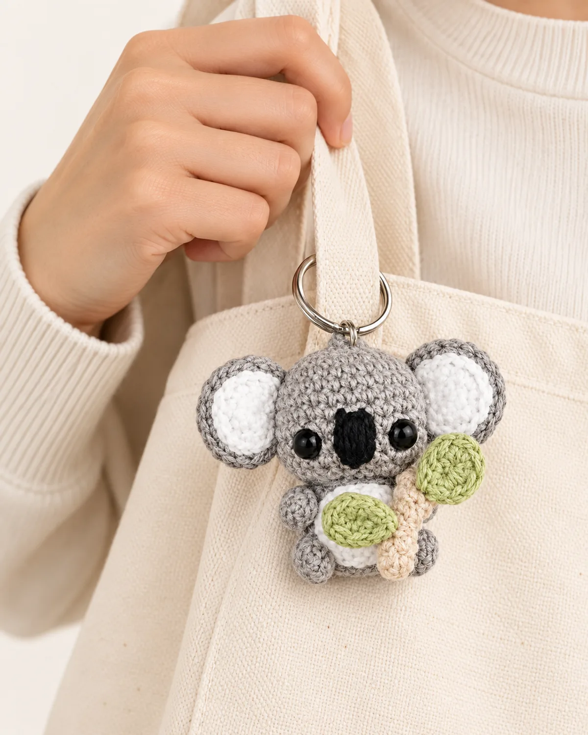 Koala Keychain, front three-quarter view in use