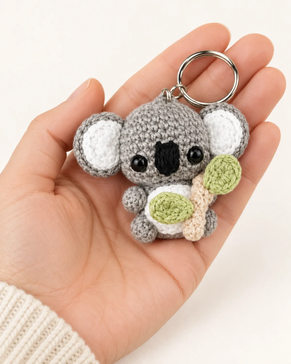 Koala Keychain, side three-quarter view in use