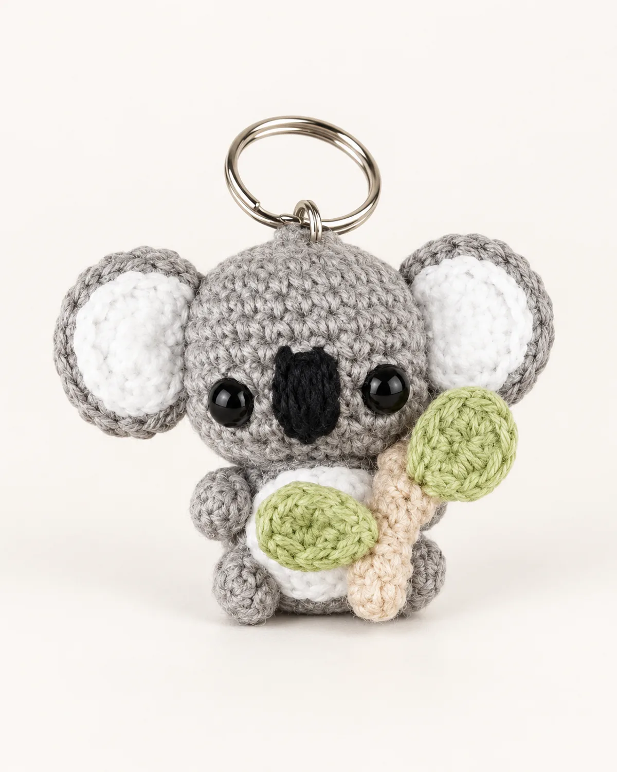 Koala Keychain, finished product on a warm off-white background