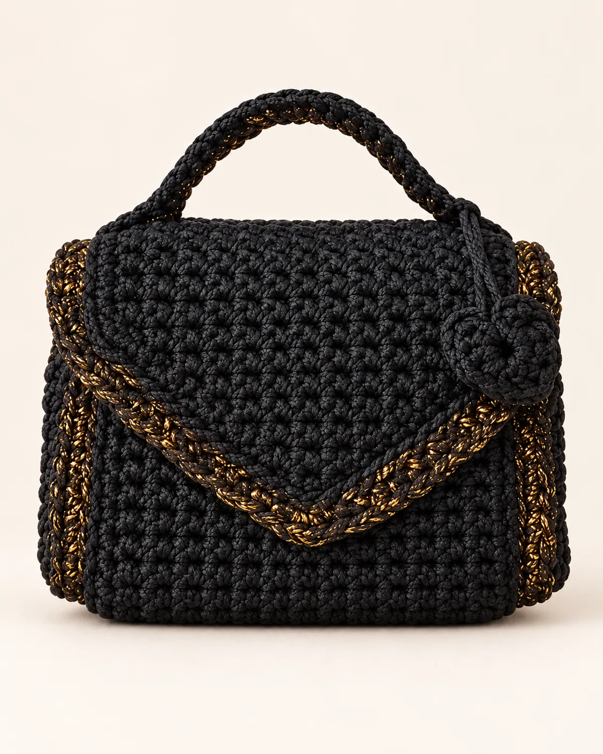 Black and Gold Handbag, crochet pattern