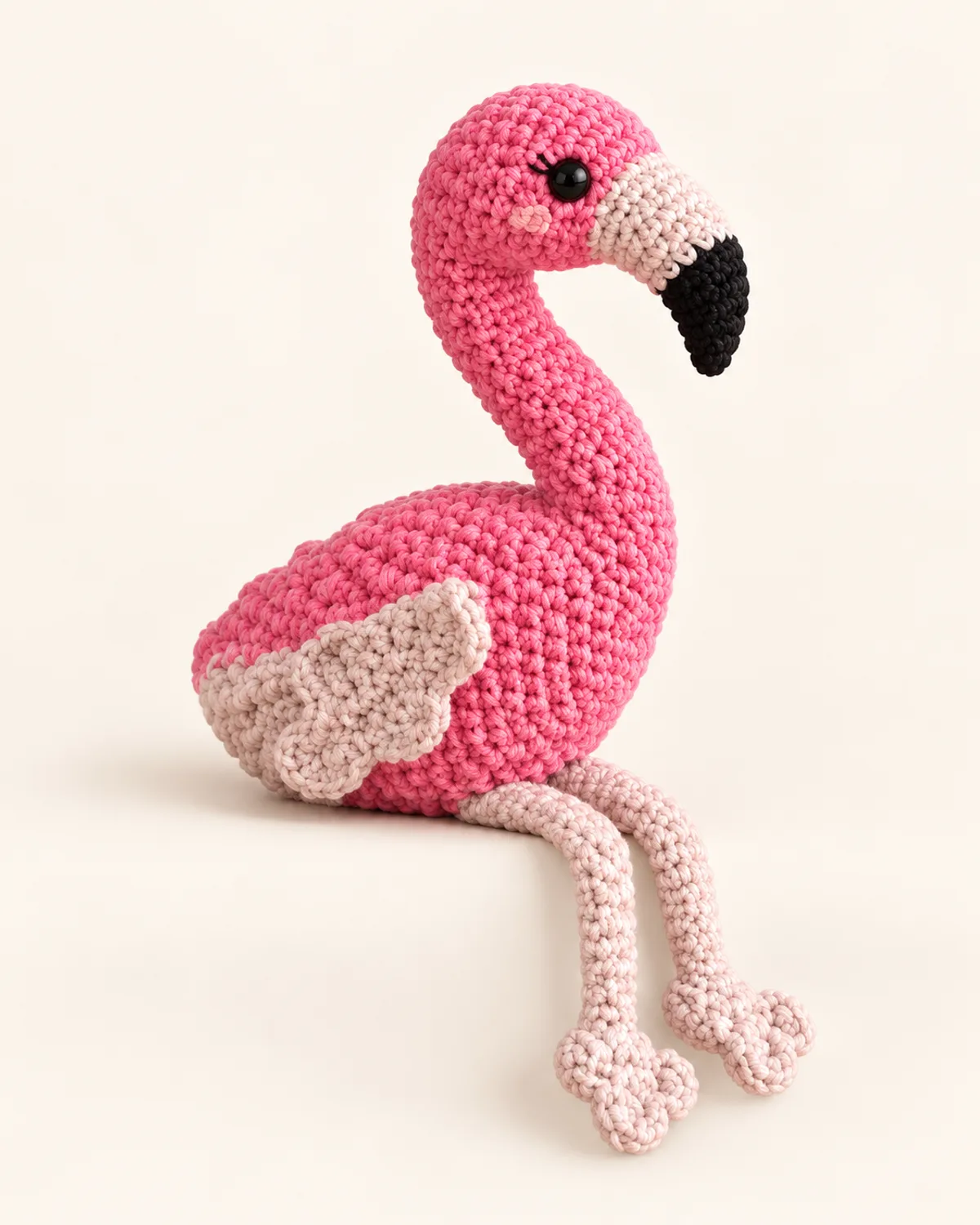 Flamingo, finished product on a warm off-white background
